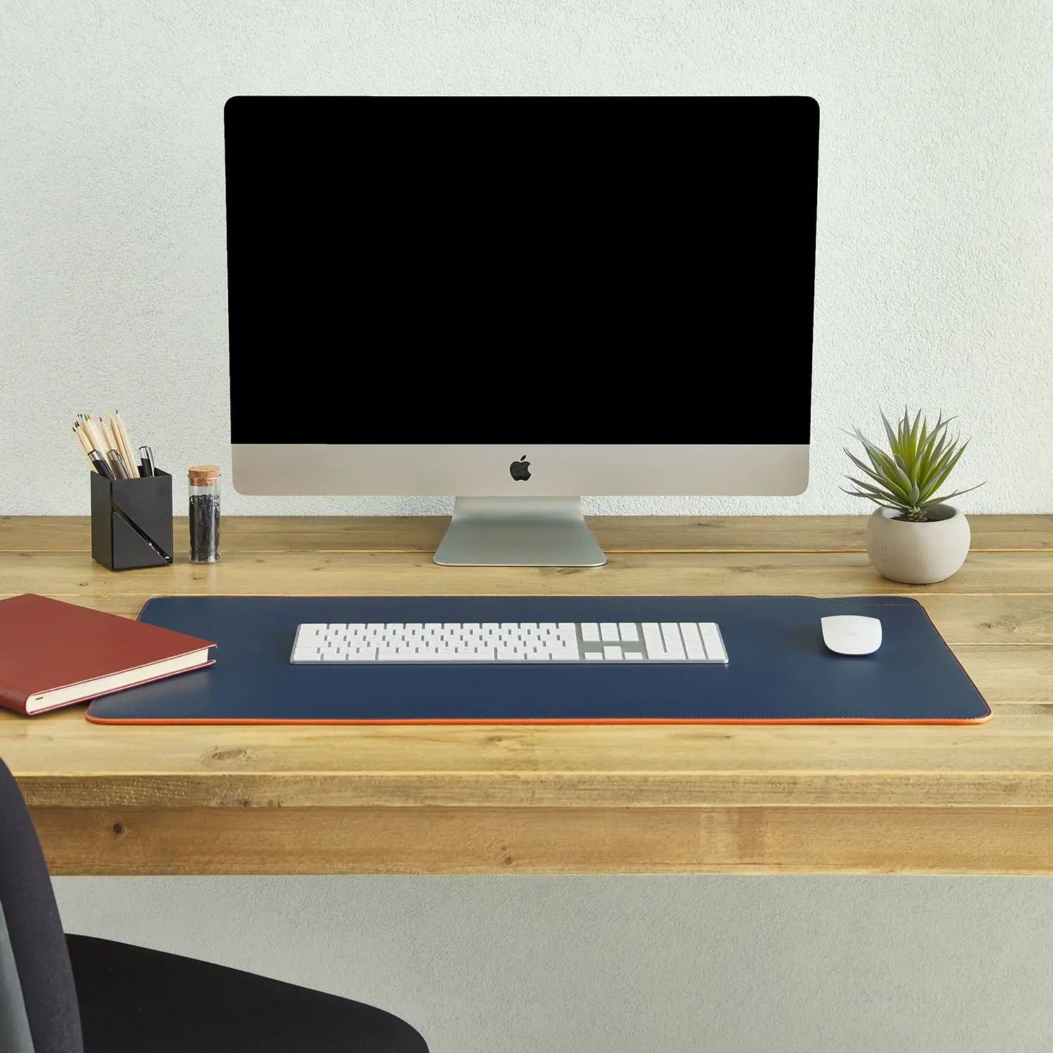 Blue Desk Mat Evan Red