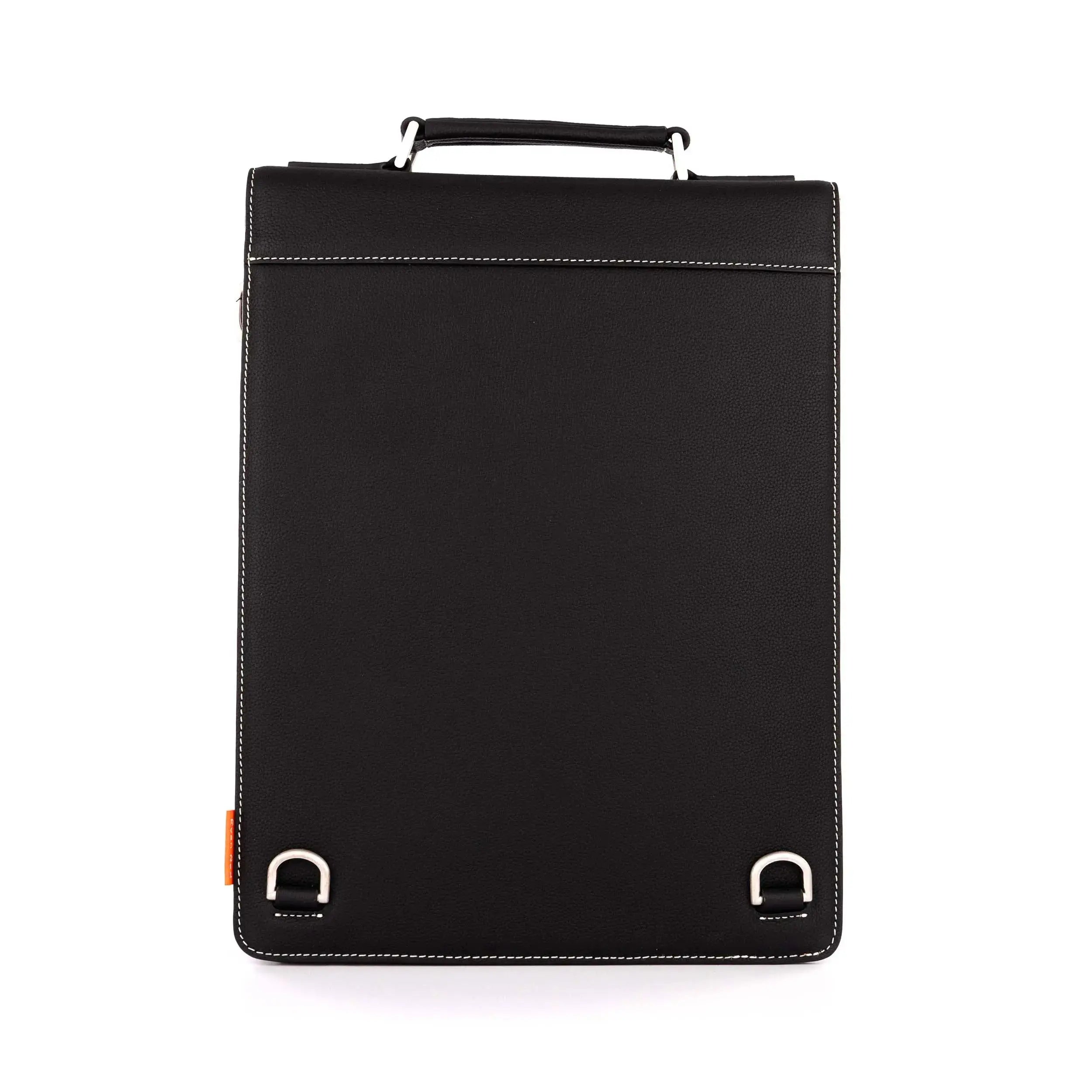 Deep Black Leather Backpack Evan Red