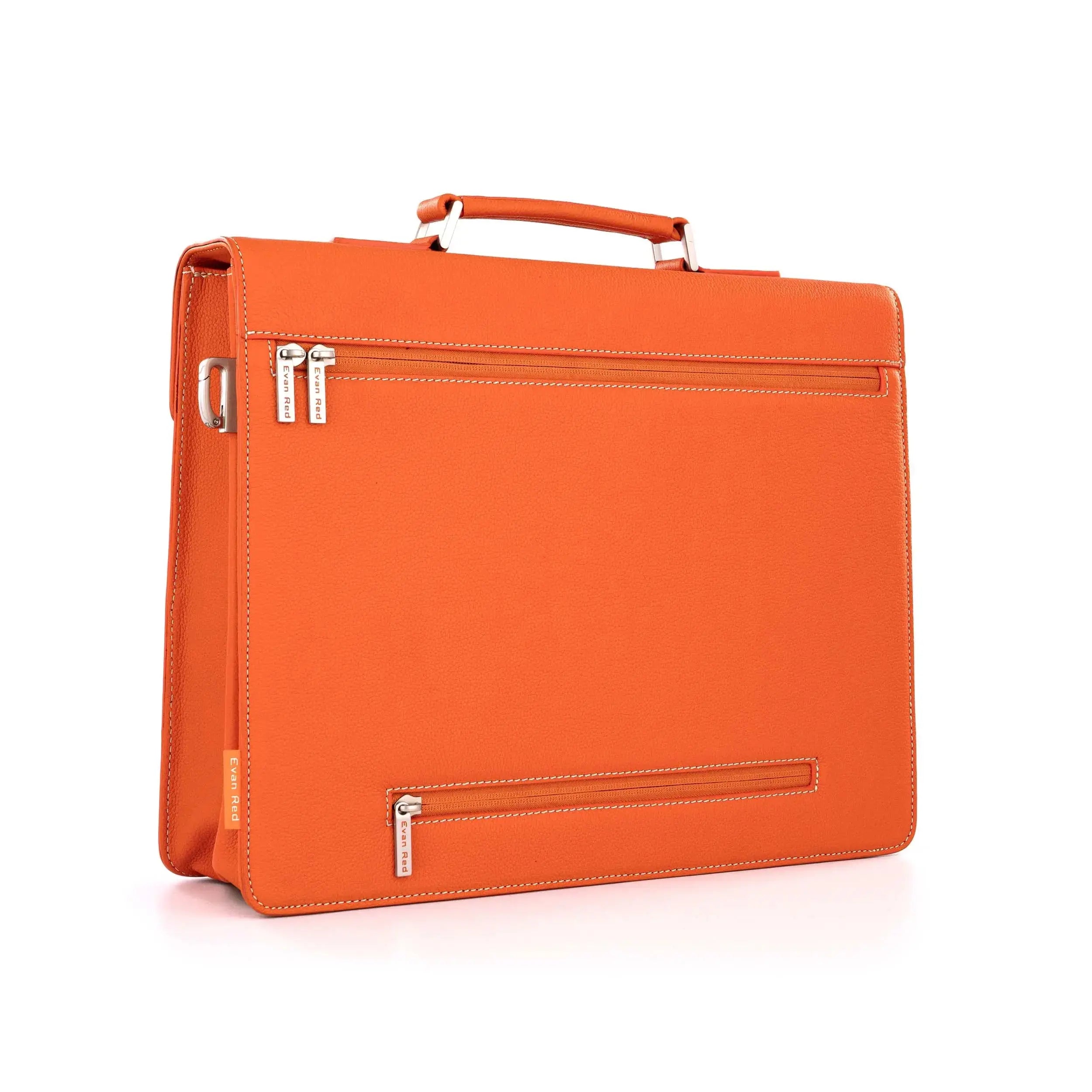 Dutch Orange Leather Briefcase Evan Red