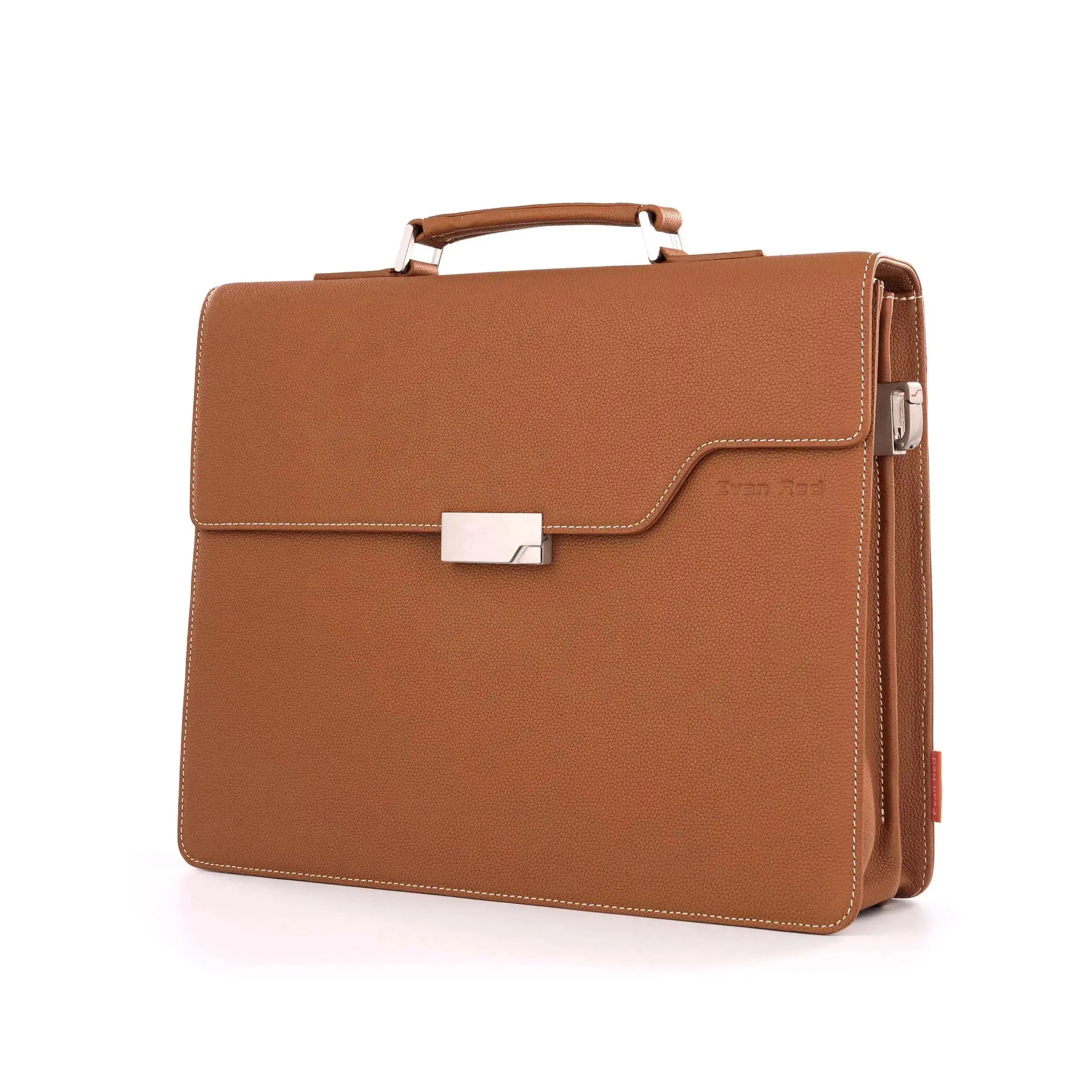 The Classic Briefcase - Tan Evan Red