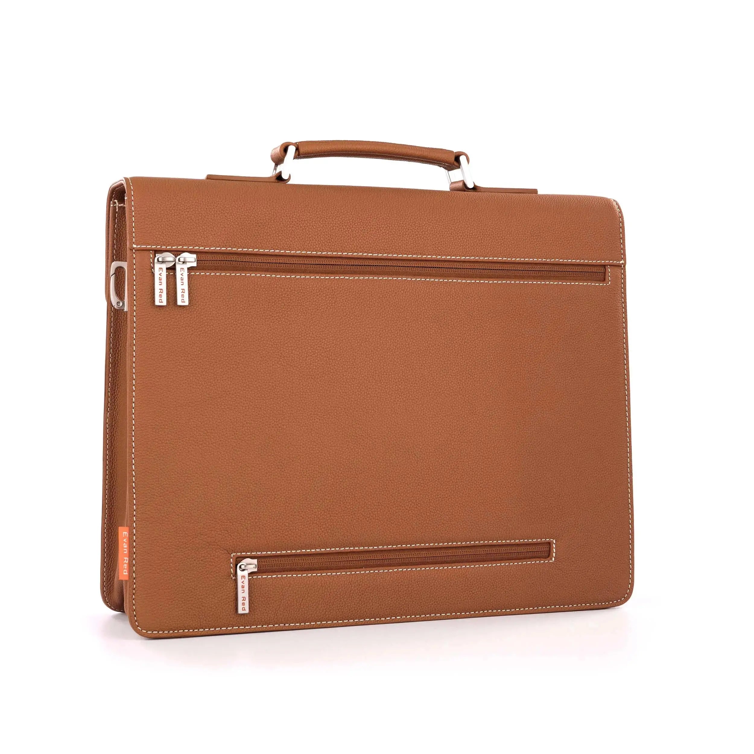 The Classic Briefcase - Tan Evan Red